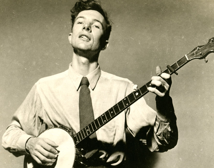Black and white photo of Pete Seeger
